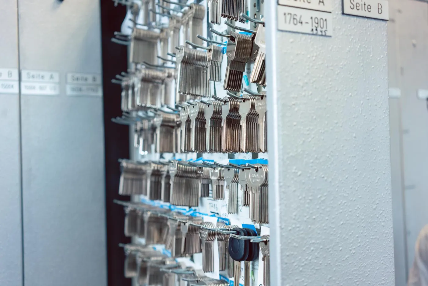 A fully loaded rack of blank keys.